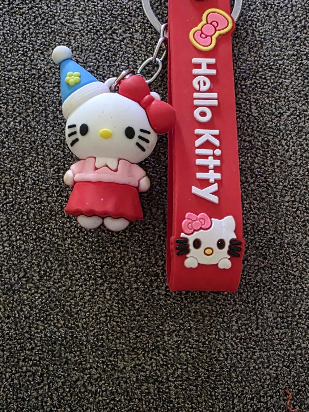 Hello Kitty Red, Pink & Blue Silicone Keychain Charm